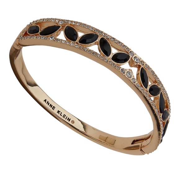 Anne Klein Women's Boxed Gold-Tone Crystal Hinge Bangle Bracelet - Picture 1 of 2